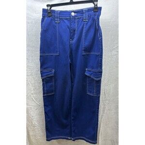 Almost Famous Blue Cargo Pants Women’s Size M Utility Workwear Pockets
